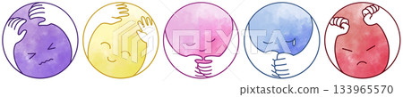 Round watercolor emotion arm solid design border set Round watercolor emotion arm solid design border set 133965570