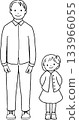 Cute illustration of a father and daughter. Black and white 133966055