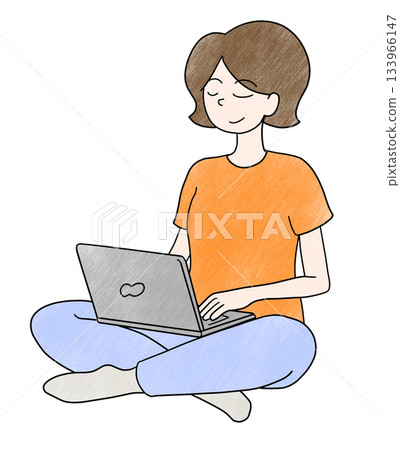 A woman who operates a personal computer A woman who operates a personal computer 133966147