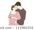 孕婦和男子撫摸她的肚子 133966258