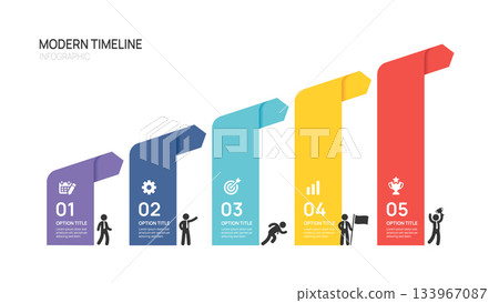 Infographics banner arrow symbol timeline business 5 steps to success template. Infographics banner arrow symbol timeline business 5 steps to success template. 133967087