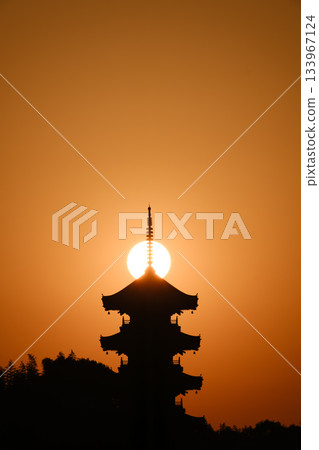 Okayama_The magnificent view of the five-story pagoda of Bitchu Kokubunji Temple 133967124