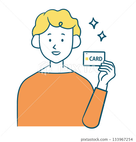 圖解:一位面帶微笑的男士正在用信用卡付款 圖解:一位面帶微笑的男士正在用信用卡付款 133967254