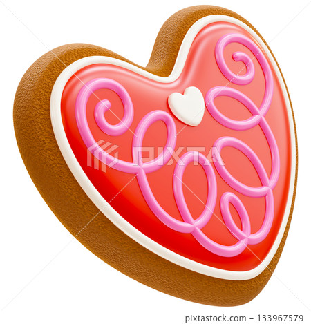 Heart Shaped Cookie With Icing 133967579