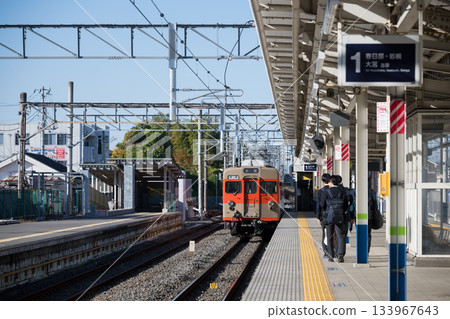 Tobu Noda Line Shimizu Park Station Tobu 8000 series train (revival color) Tobu Noda Line Shimizu Park Station Tobu 8000 series train (revival color) 133967643