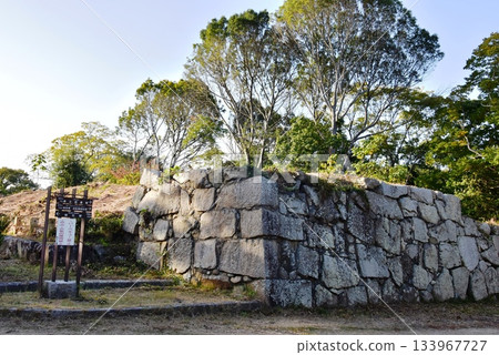 Stone walls and walking paths at Akashi Castle (Akashi Park) in Hyogo Prefecture 133967727