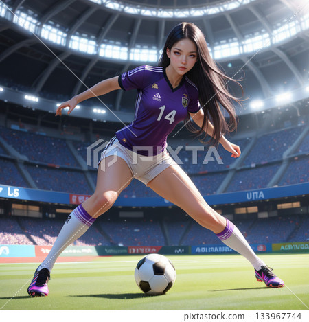 女子紫色足球服 14號 進攻開始 133967744