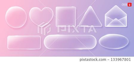Modern Design Elements Geometric Shapes Set With Glass Morphism Effect 133967801