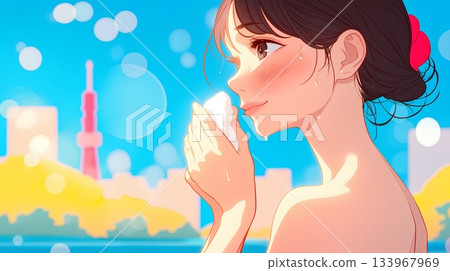 應用奶油的女人 133967969