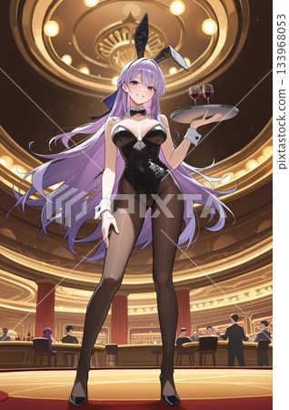 Bunny girl serving at a casino 133968053