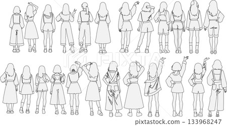 Women's silhouette illustration set Women's silhouette illustration set 133968247