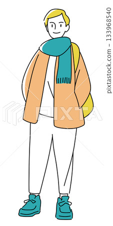 Full-body illustration of a man wearing a scarf 133968540