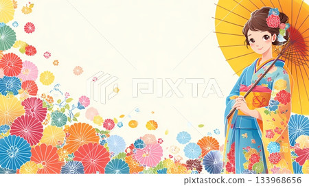 一個穿著和服的女人 133968656