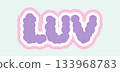 Mokumoku "LUV" letter sticker style pastel color illustration, 350dpi 133968783