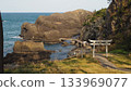 Echizen Matsushima scenery and a torii gate floating in the sea 133969077