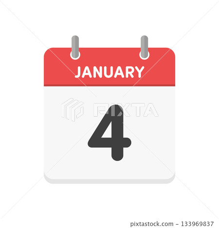 January 4th JANUARY 4 daily calendar icon - Simple English calendar with 1/4 date January 4th JANUARY 4 daily calendar icon - Simple English calendar with 1/4 date 133969837