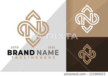 Letter N Celtic Logo Icon Vector Design Illustration 133969913