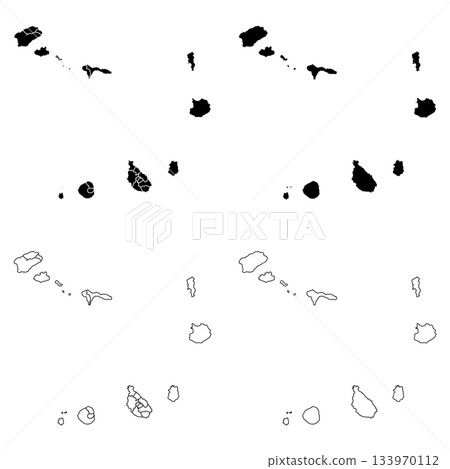 Cape Verde Outline and Solid Fill Map Set. 133970112