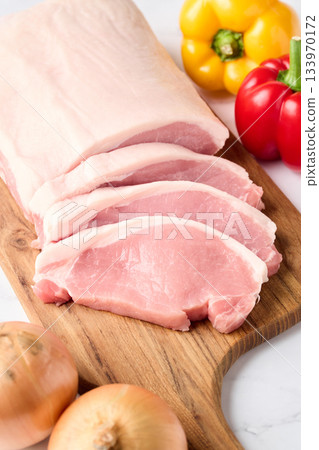 sliced pork loin 133970172