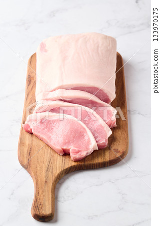 sliced pork loin 133970175