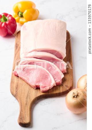 sliced pork loin 133970176