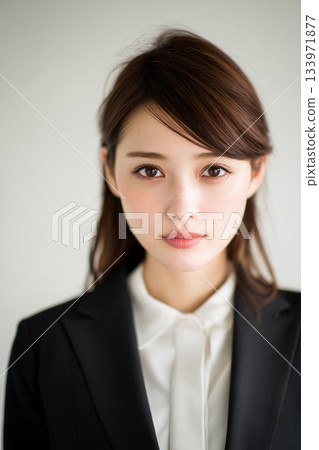 一位笑容燦爛的女白領肖像 | 一張給人以信任和乾淨整潔之感的商務照片 133971877