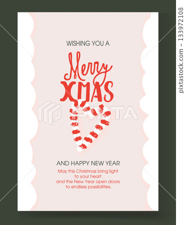 Christmas greeting card with the inscription Merry Christmas and two candy cane 133972108