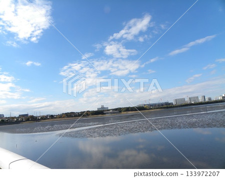 Blue sky and white clouds at Yatsuhigata Park 133972207