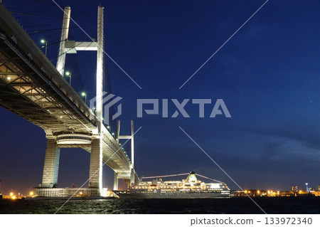 Tourist boats passing under the bridge 133972340