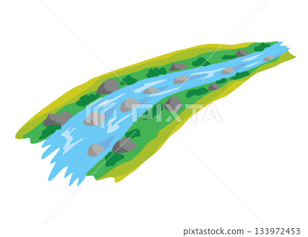 Flowing river illustration Flowing river illustration 133972453