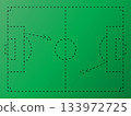 Dotted line soccer pitch football field ground. Soccer field diagram with play action. Dotted line soccer pitch football field ground. Soccer field diagram with play action. 133972725