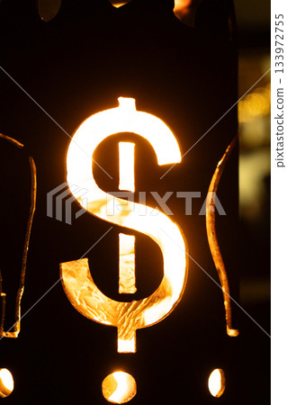 Money and Inflation Concept. Burning Cash Symbolism in a Fire Pit. 133972755