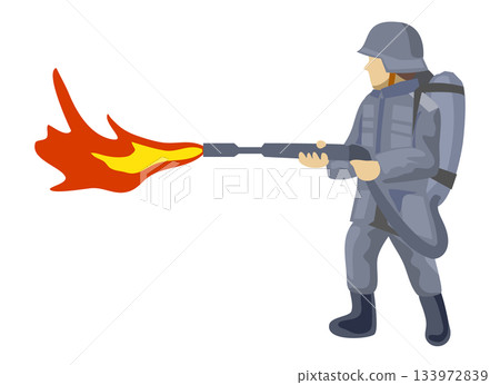 Illustration of a flamethrower soldier Illustration of a flamethrower soldier 133972839