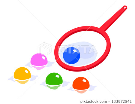 Illustration of scooping super balls at a festival 133972841