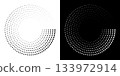 Dotted abstract circle geometric shape. Dots round circle shape. Halftone circle graphic in black and white. Dotted abstract circle geometric shape. Dots round circle shape. Halftone circle graphic in black and white. 133972914