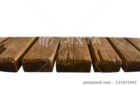 Old Wooden Table Planks Isolated on Transparent Background 133972945