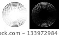 Dotted abstract circle geometric shape. Dots round circle shape. Abstract halftone circles in black and white. Dotted abstract circle geometric shape. Dots round circle shape. Abstract halftone circles in black and white. 133972984