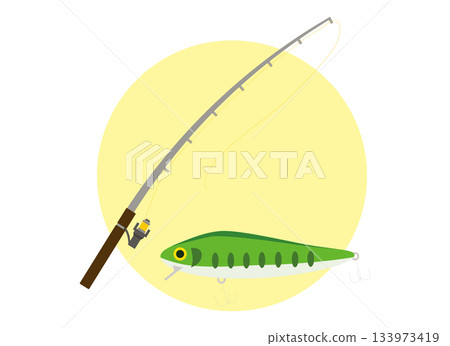 釣竿和魚餌圖示 釣竿和魚餌圖示 133973419