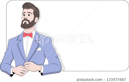 Elegant Bearded Man Template with Blank Text Space 133973987