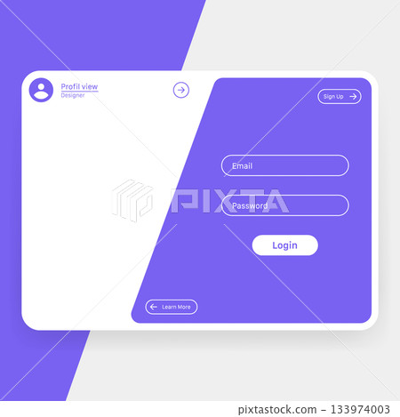Modern login interface with clean purple UI layout Modern login interface with clean purple UI layout 133974003