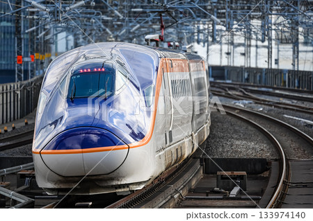 Yamagata Shinkansen E8 series departing from the platform Yamagata Shinkansen E8 series departing from the platform 133974140