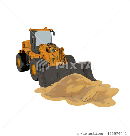 Wheel loader tractor at a construction site Wheel loader tractor at a construction site 133974441