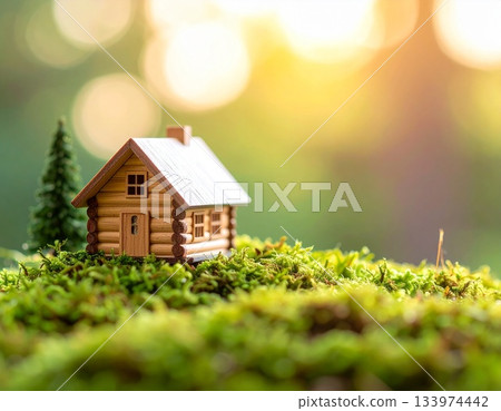 一座靜臥在苔蘚上的微型木屋 133974442