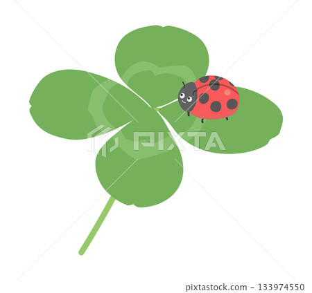 Illustration of four leaf clover and ladybird 133974550