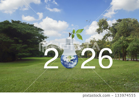 Happy new year 2026 ecology saving power and energy concept, Elements of this image furnished by NASA Happy new year 2026 ecology saving power and energy concept, Elements of this image furnished by NASA 133974555