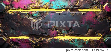 A yellow and purple background with a yellow line 133976264