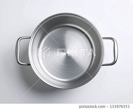 Kitchen atmosphere. Frying pan on white background. Cooking concept. Top view. 133976351