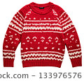 Red knitted Christmas crewneck jumper. 133976576