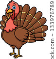 Cute cartoon turkey on white background 133976789
