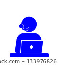 客服人員剪影（藍色） 133976826